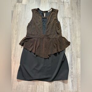 Black and Gold Peplum Mini Dress Casual evening